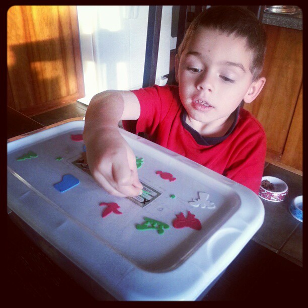 Decorating his Operation Christmas Child shoebox - from Instagram