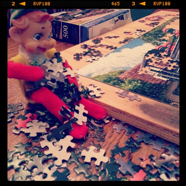 Elf helping with our puzzle - from Instagram